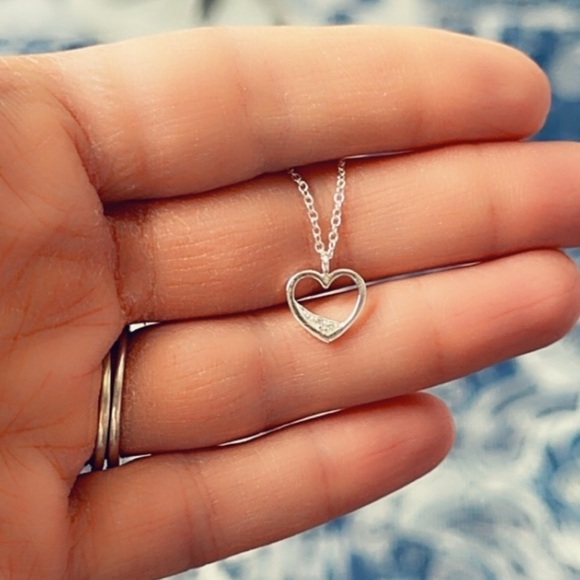 Sterling Silver CZ Heart Necklace - Picture 5 of 11
